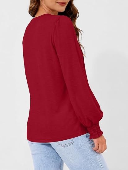 Red Long Sleeve Blouse image 3